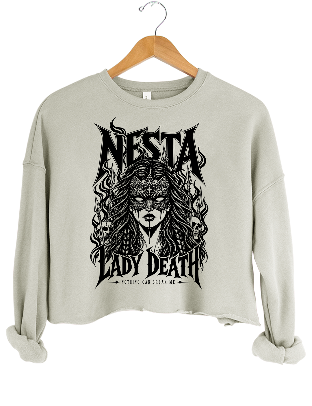Nesta Archeron Valkyrie Acotar Crop Sweatshirt - Gray