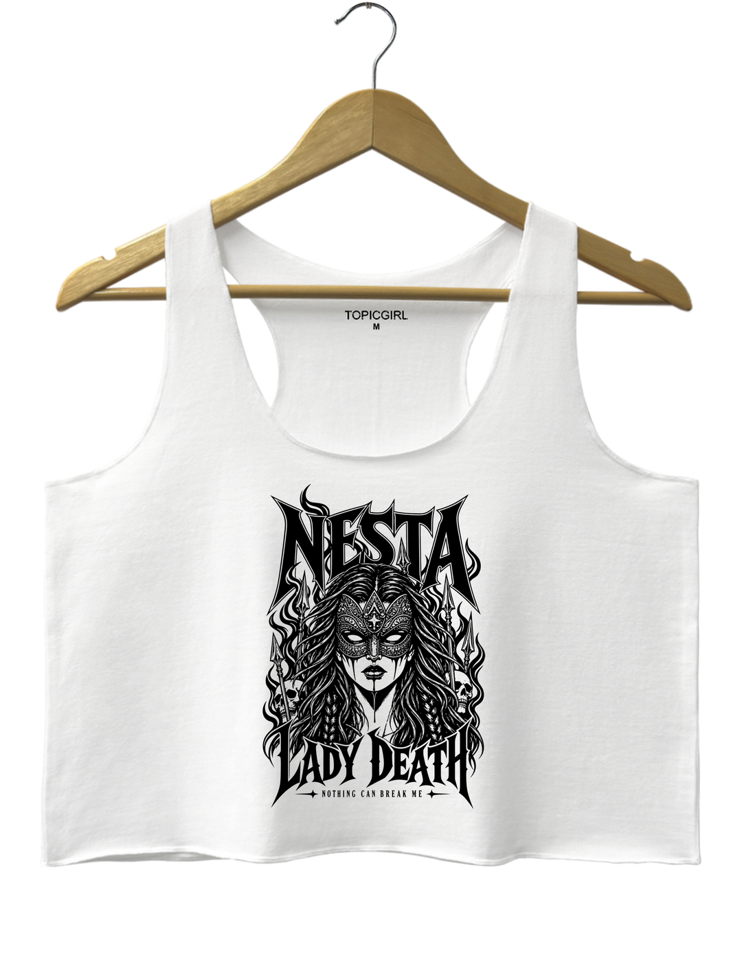 Nesta Archeron Valkyrie Acotar Crop Tank Top - White