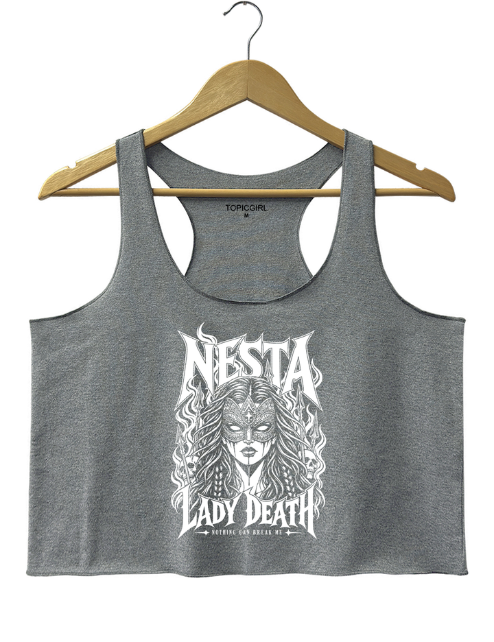 Nesta Archeron Valkyrie Acotar Crop Tank Top - Gray