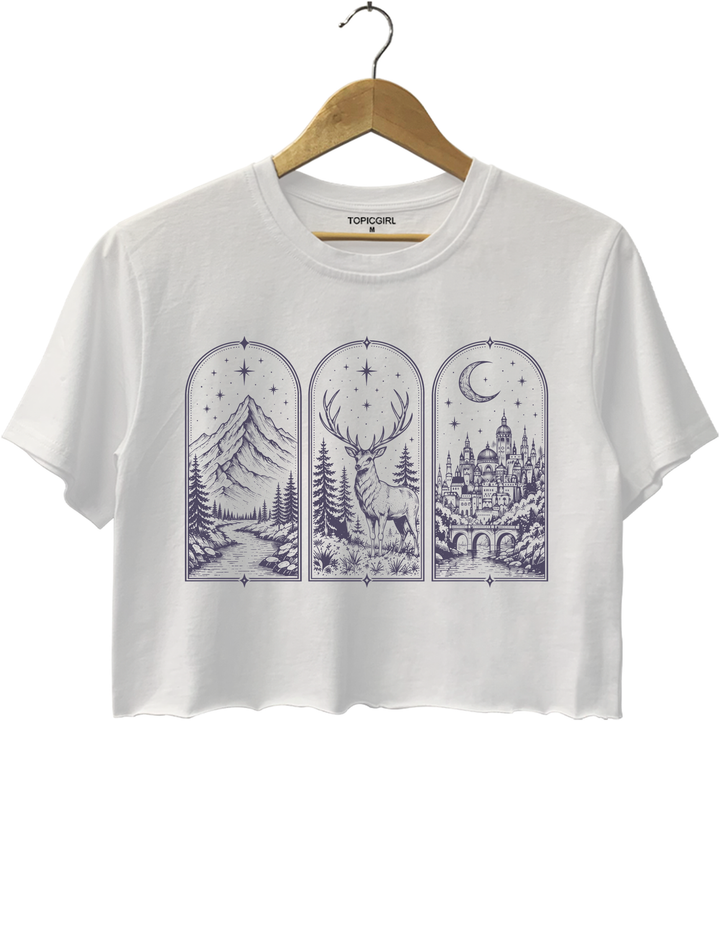 ACOTAR Book Postcard Crop Top - White