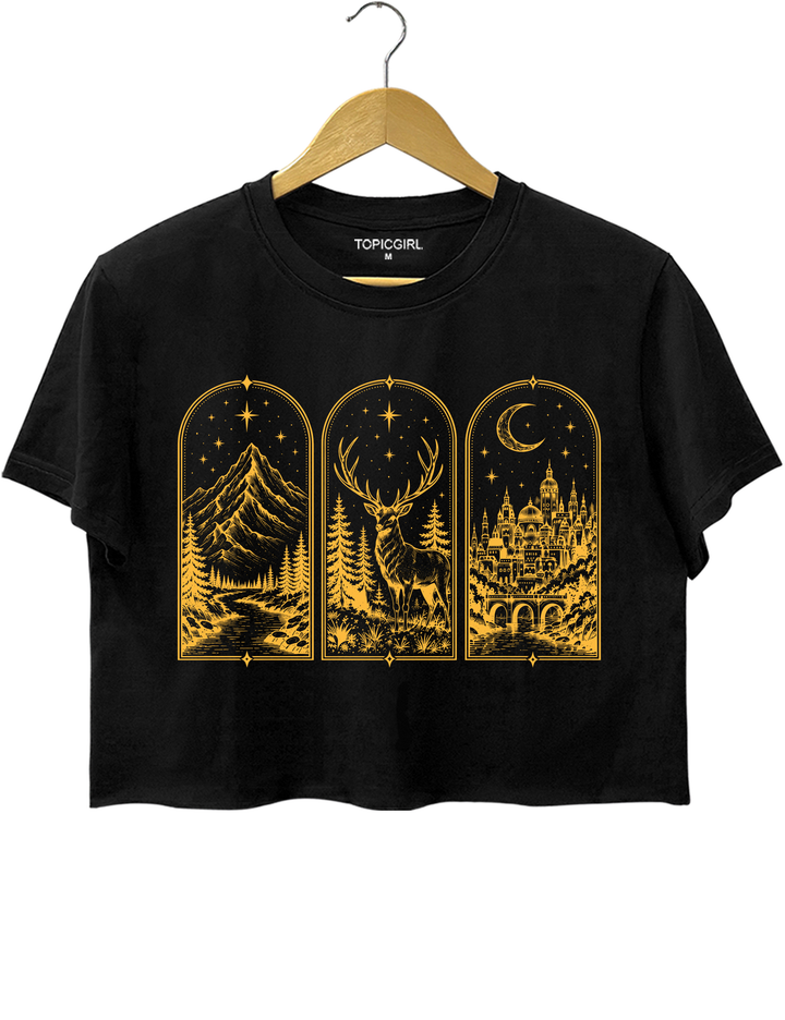 ACOTAR Book Postcard Crop Top - Black