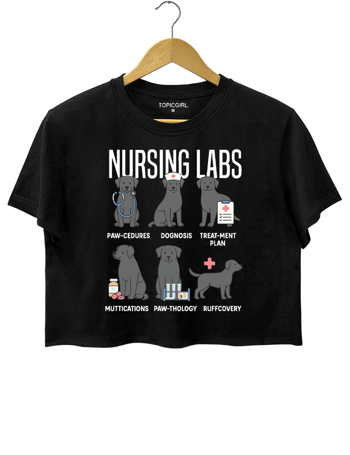Black Lab Dogs Nursing Labs Crop Top