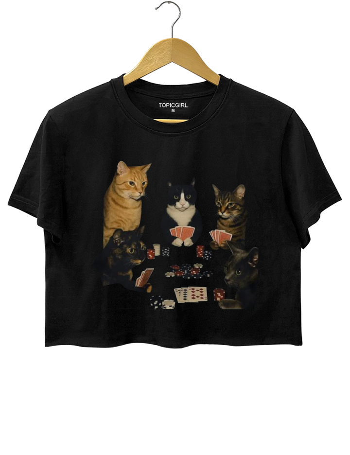 Cats Playing Poker Crop Top