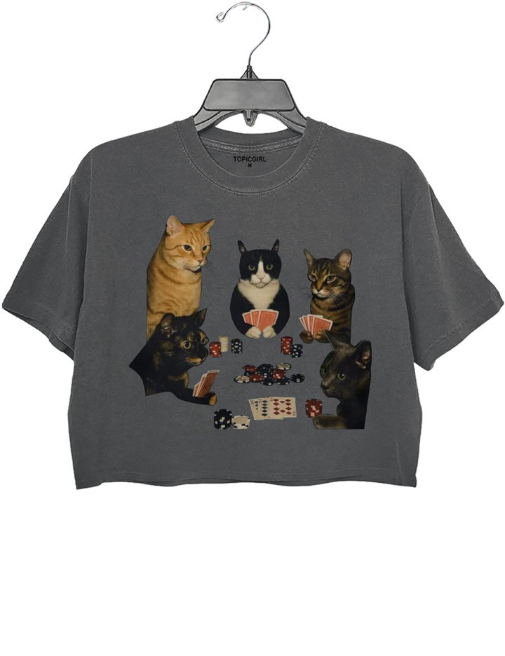 Cats Playing Poker Crop Top