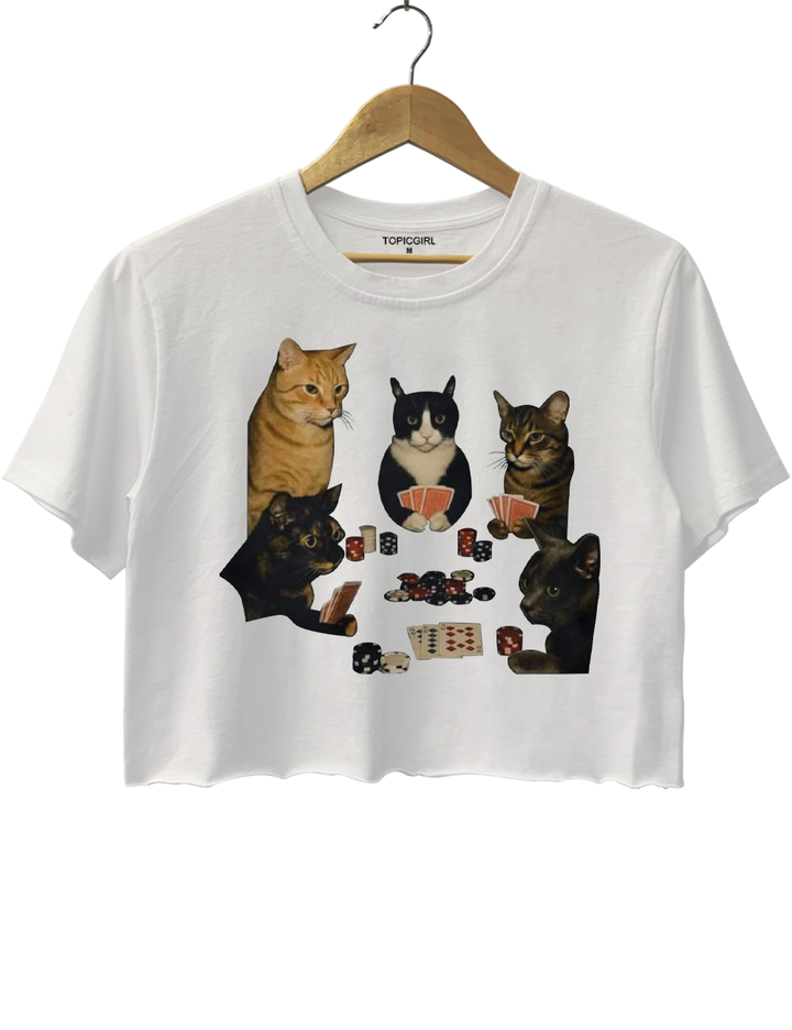 Cats Playing Poker Crop Top