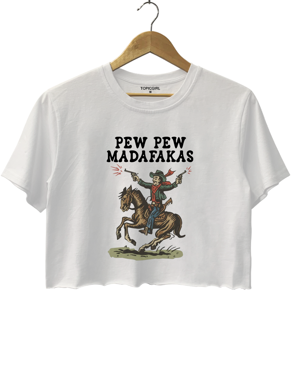 Retro Cowboy Pew Pew Madafakas Crop Top