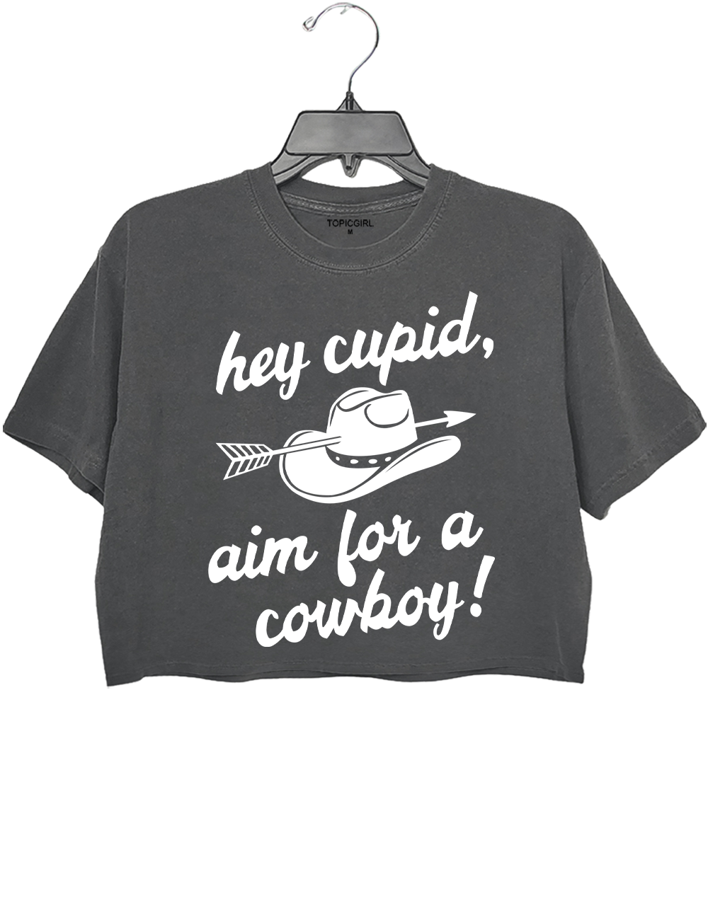 Hey Cupid Aim For A Cowboy Crop Top