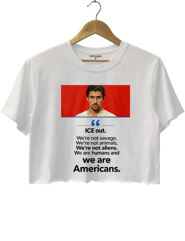 Bad Bunny ICE Out We Are Americans Crop Top