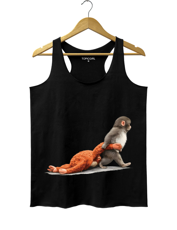 Baby Monkey Punch Holding Plush Toy Tank Top