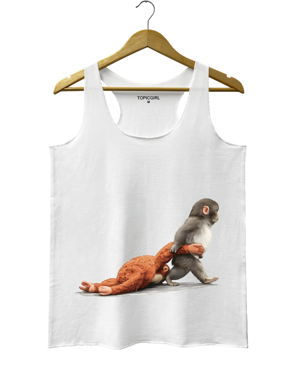 Baby Monkey Punch Holding Plush Toy Tank Top