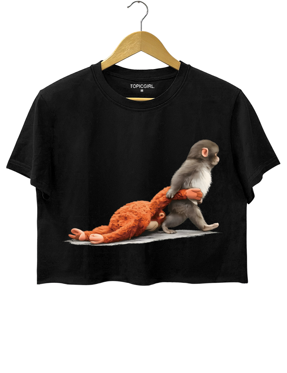 Baby Monkey Punch Holding Plush Toy Crop Top
