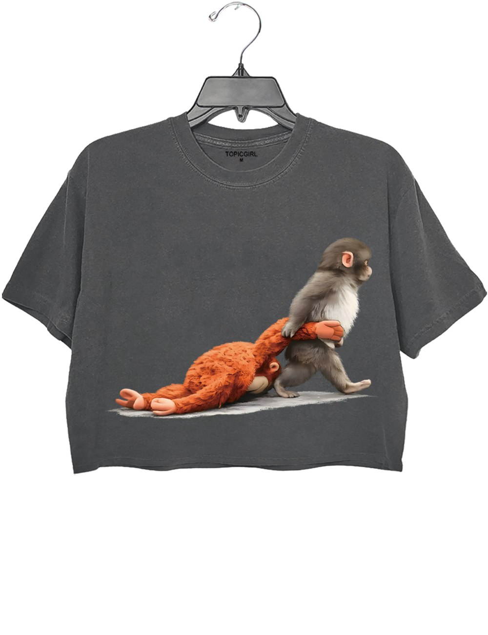 Baby Monkey Punch Holding Plush Toy Crop Top