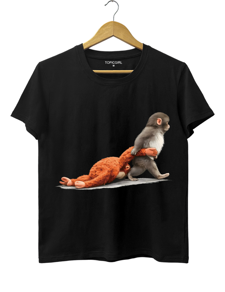 Baby Monkey Punch Holding Plush Toy Tee