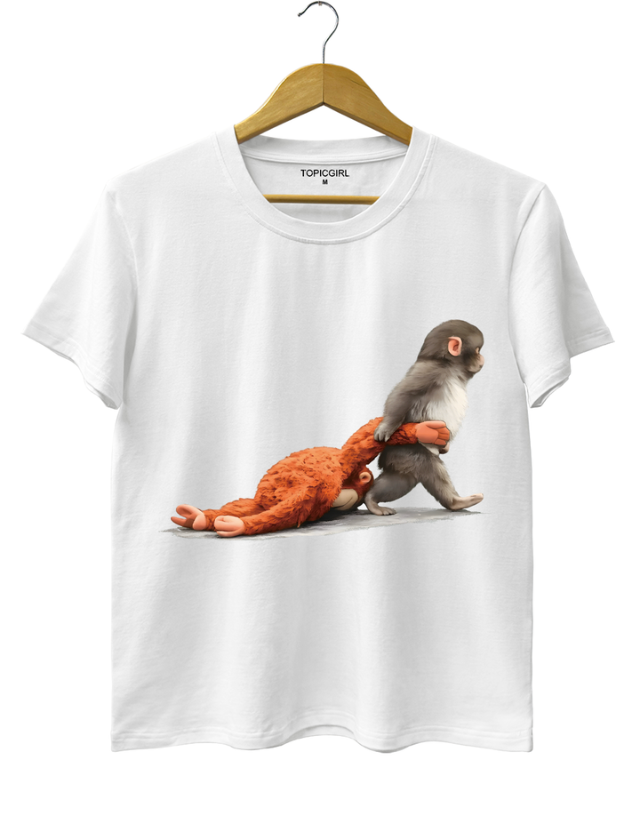 Baby Monkey Punch Holding Plush Toy Tee