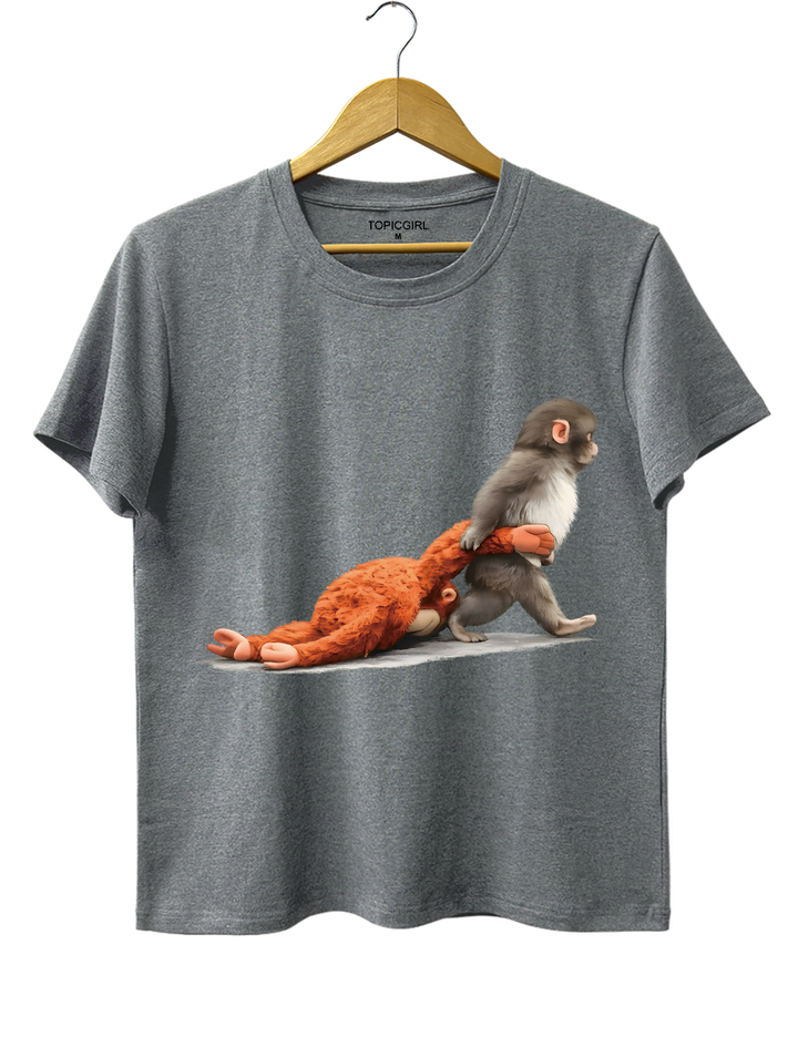 Baby Monkey Punch Holding Plush Toy Tee