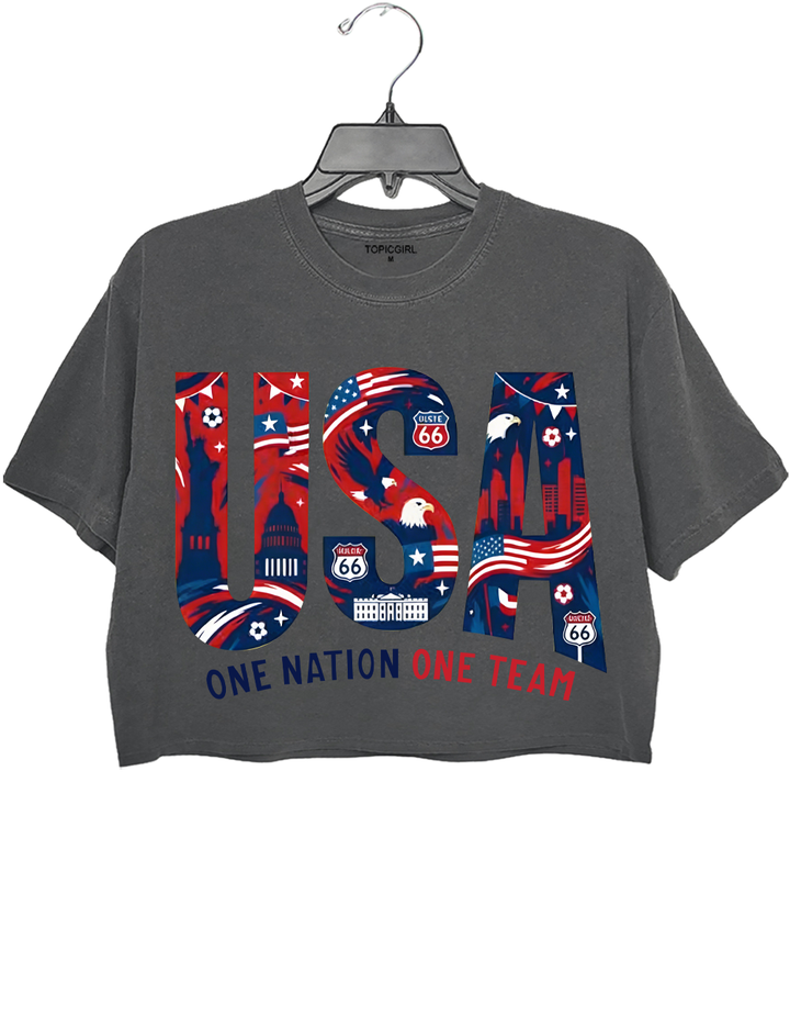 USA Soccer One Nation One Team Crop Top
