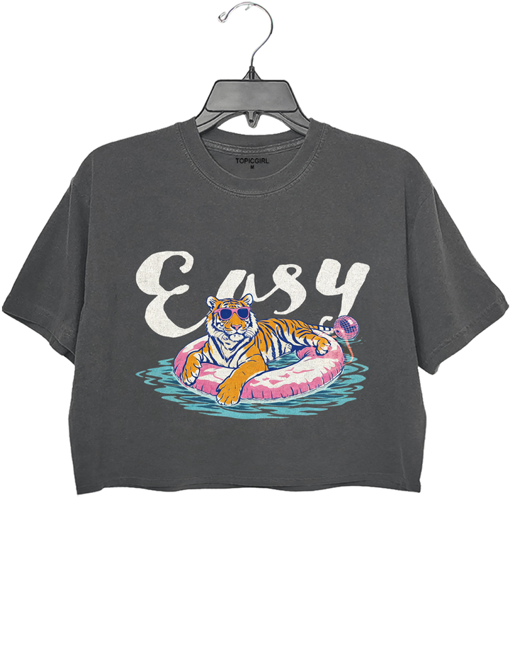 Funny Pool Float Easy Tiger Crop Top