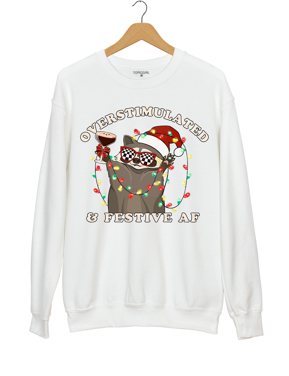 Overstimulated & Festive AF Raccoon Christmas Sweatshirt
