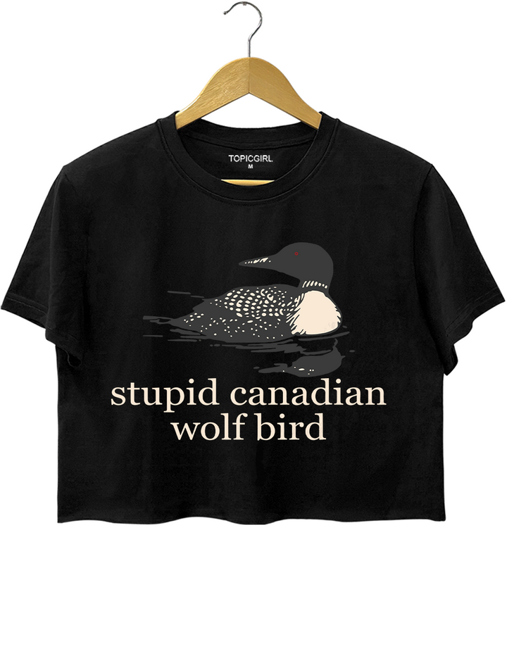 Stupid Canadian Wolf Bird Team Hollanov Crop Top