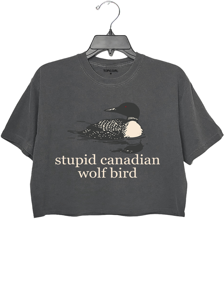 Stupid Canadian Wolf Bird Team Hollanov Crop Top