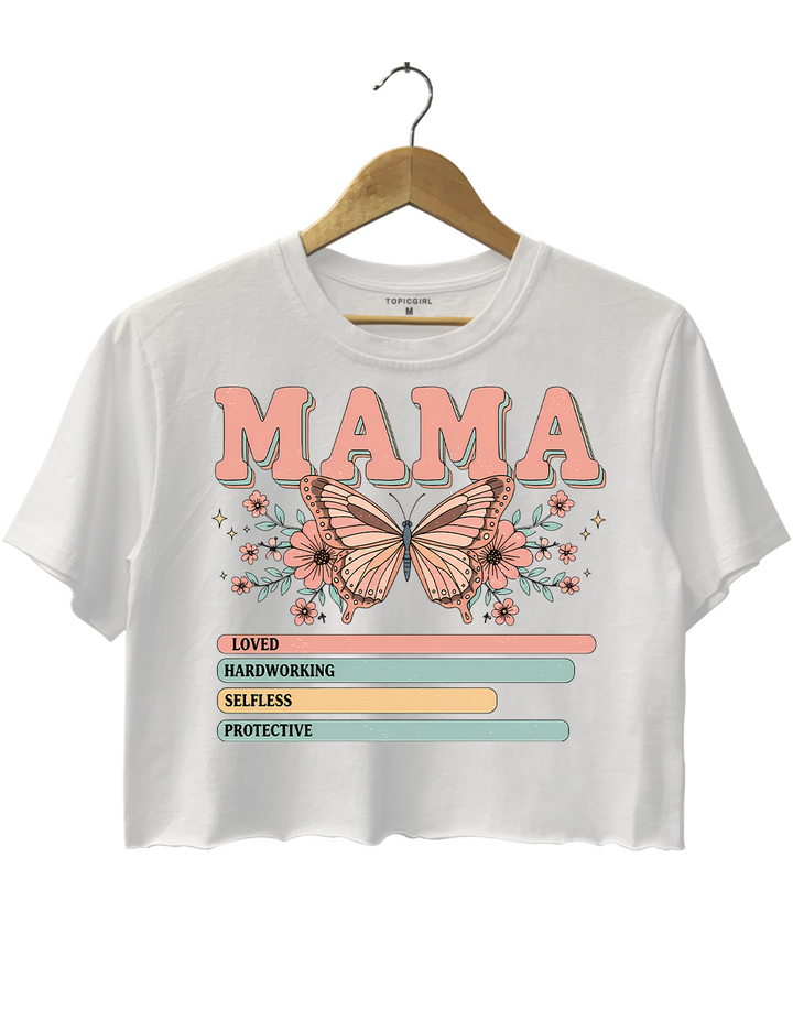 Vintage Mama Butterfly Loved Hardworking Seliless Protective