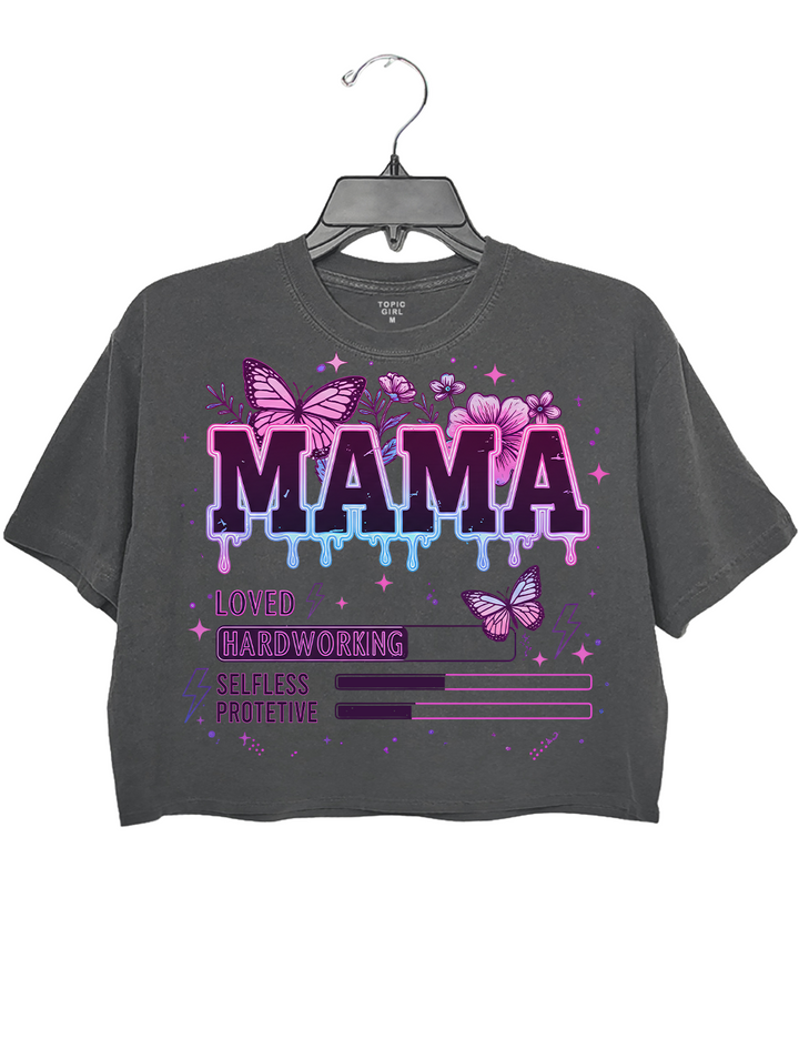 Neon Drp Mama Buterfly Mother lnspirational Crop Top