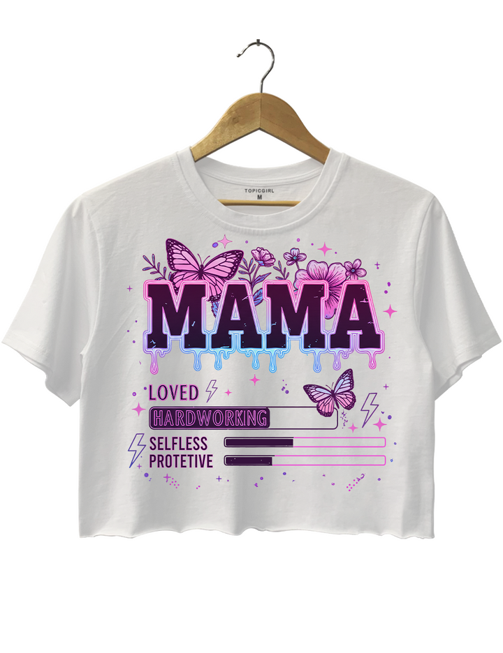 Neon Drp Mama Buterfly Mother lnspirational Crop Top