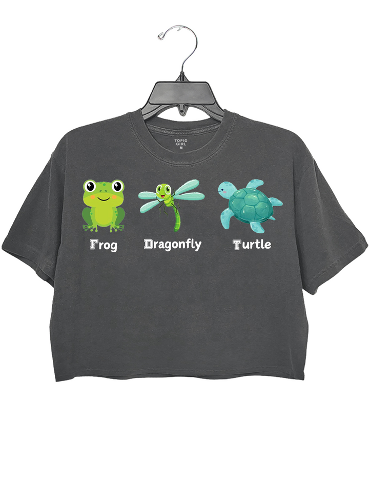 Frog Dragonfly Turtle Crop Top