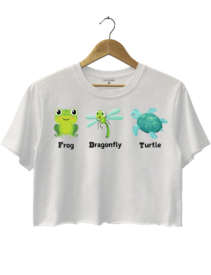 Frog Dragonfly Turtle Crop Top