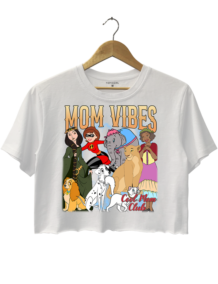 Mom Vibes Cool Cartoon loms Crop Top