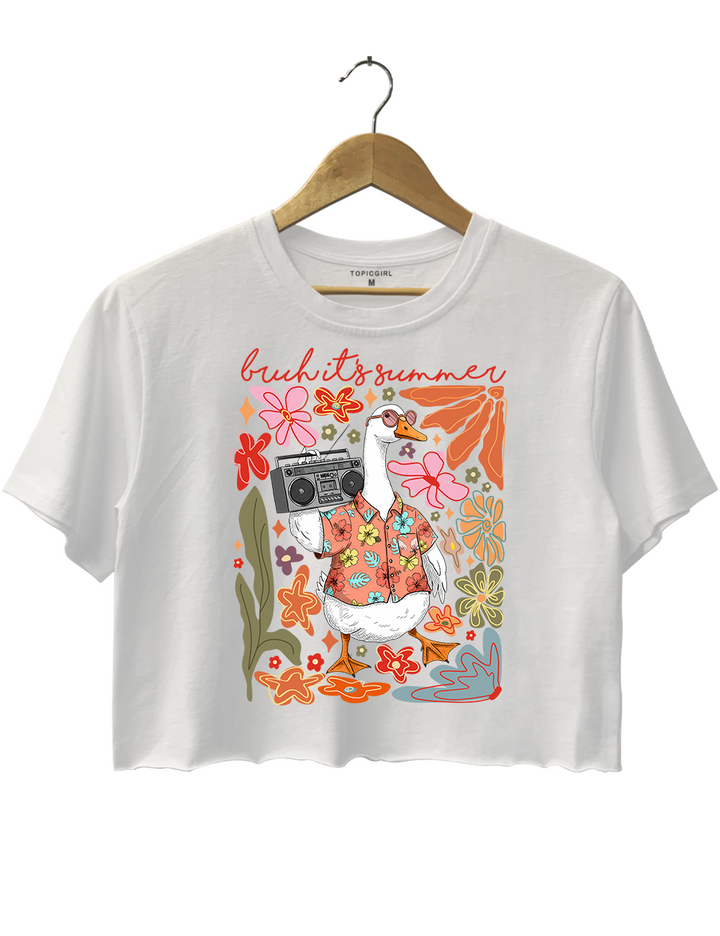 Boho Floral Goose Bruh It's Summer Crop Top