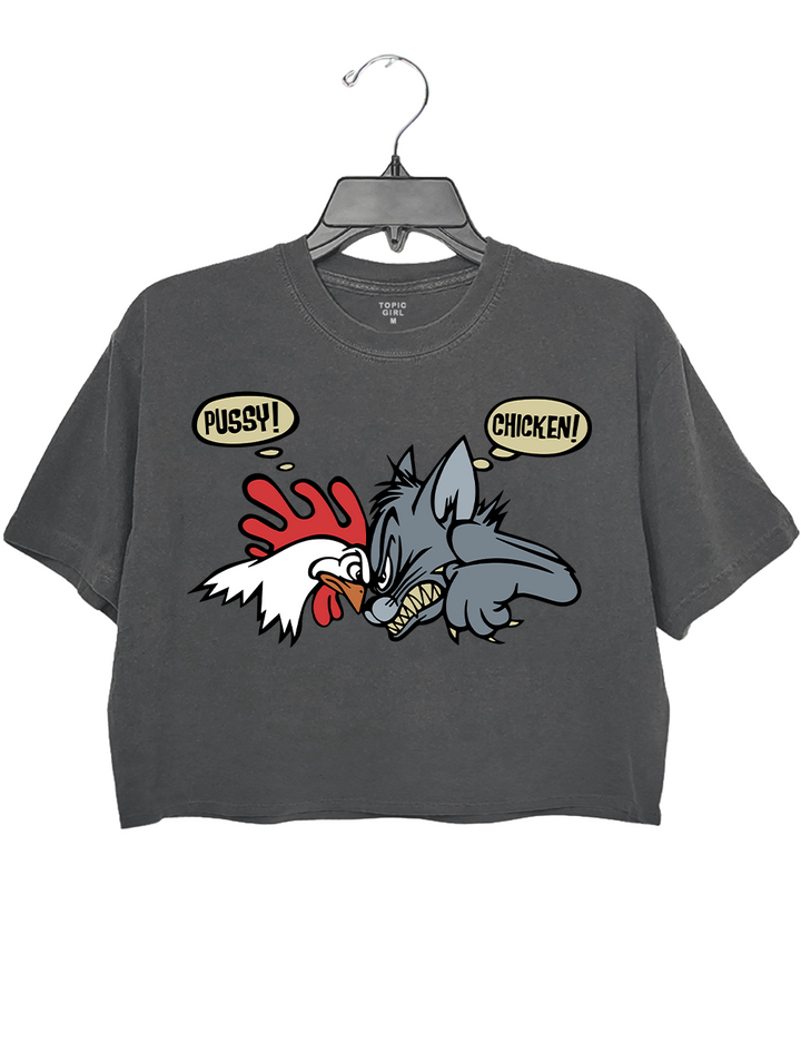 Bold 1993 No Fear Pussy Vs Chicken Crop Top