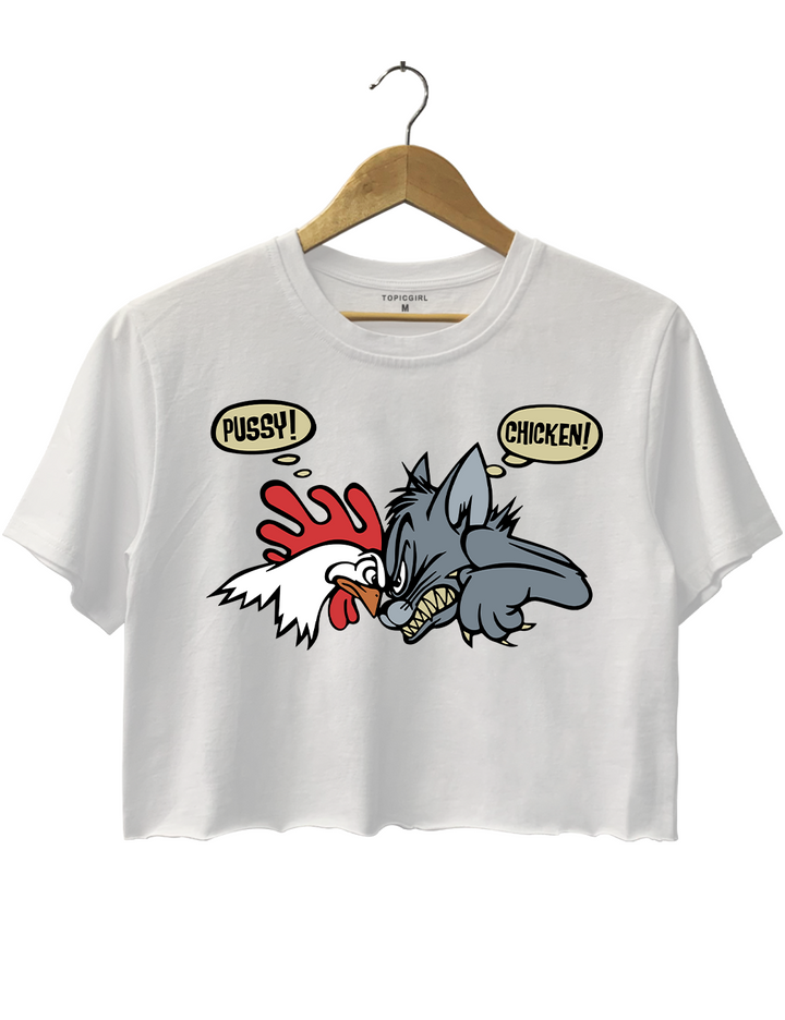 Bold 1993 No Fear Pussy Vs Chicken Crop Top