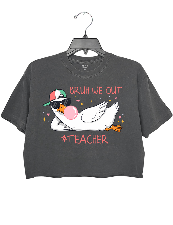Bruh W've Out Teacher Funny Schools Out For Summer Silly Goose Crop Top