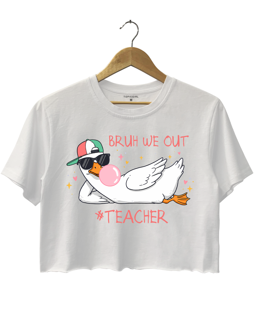 Bruh W've Out Teacher Funny Schools Out For Summer Silly Goose Crop Top