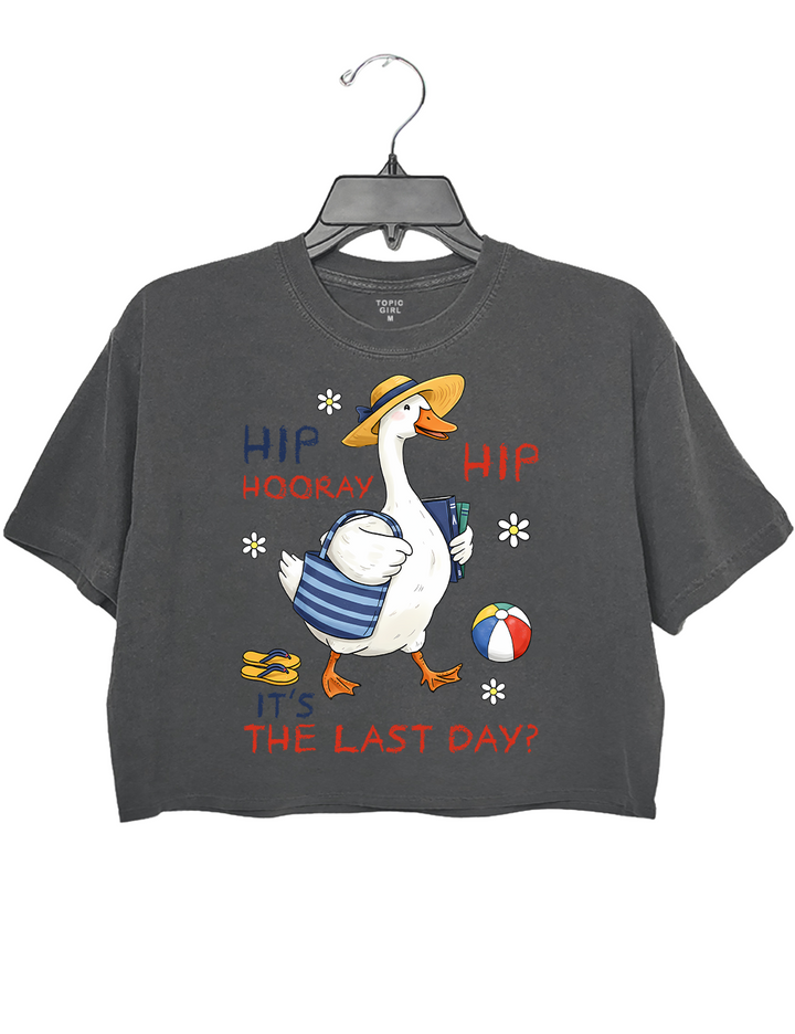 Funny Teacher Goose Summer Break Last Day Of School Crop Top