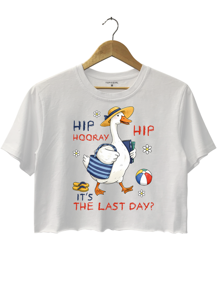 Funny Teacher Goose Summer Break Last Day Of School Crop Top
