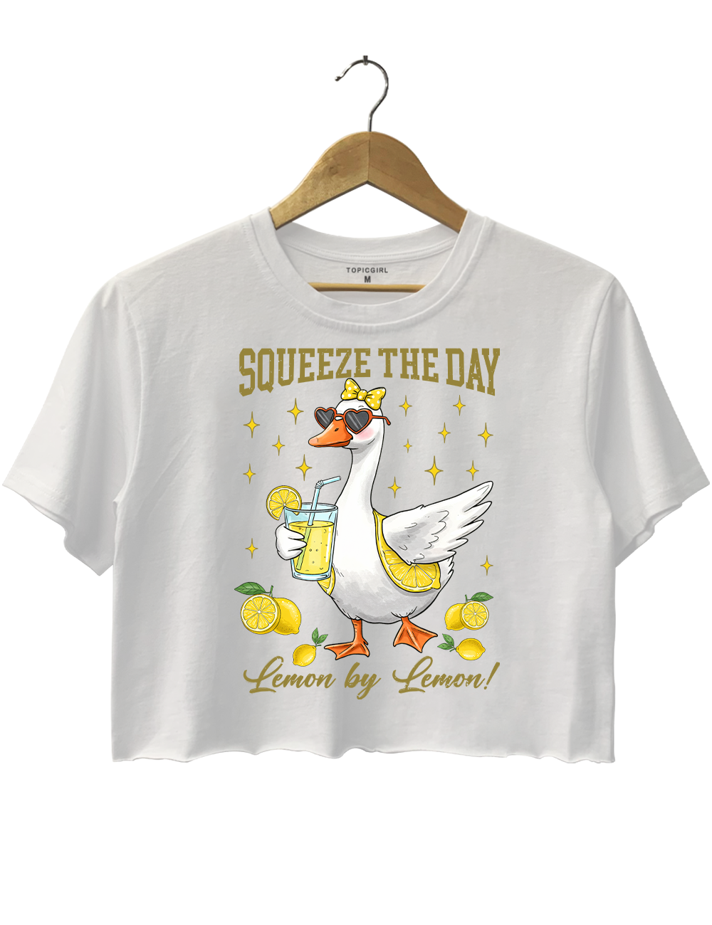 Squeeze The Day Lemon By Lemon Funny Sarcastic Goose Crop Top