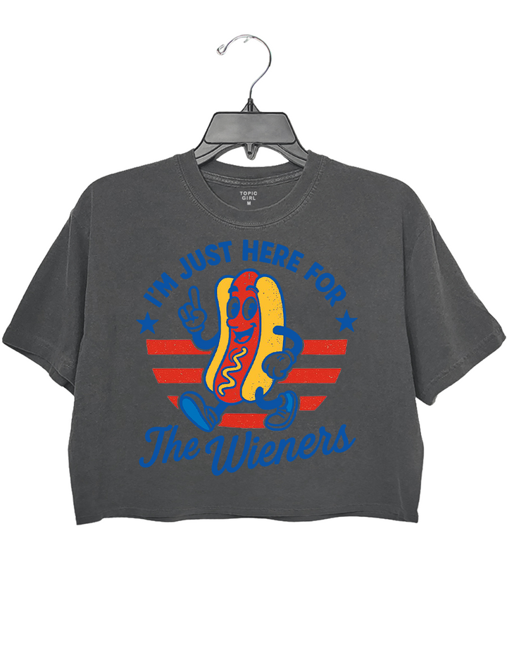 4th of July Just Here For The Wieners Crop Top