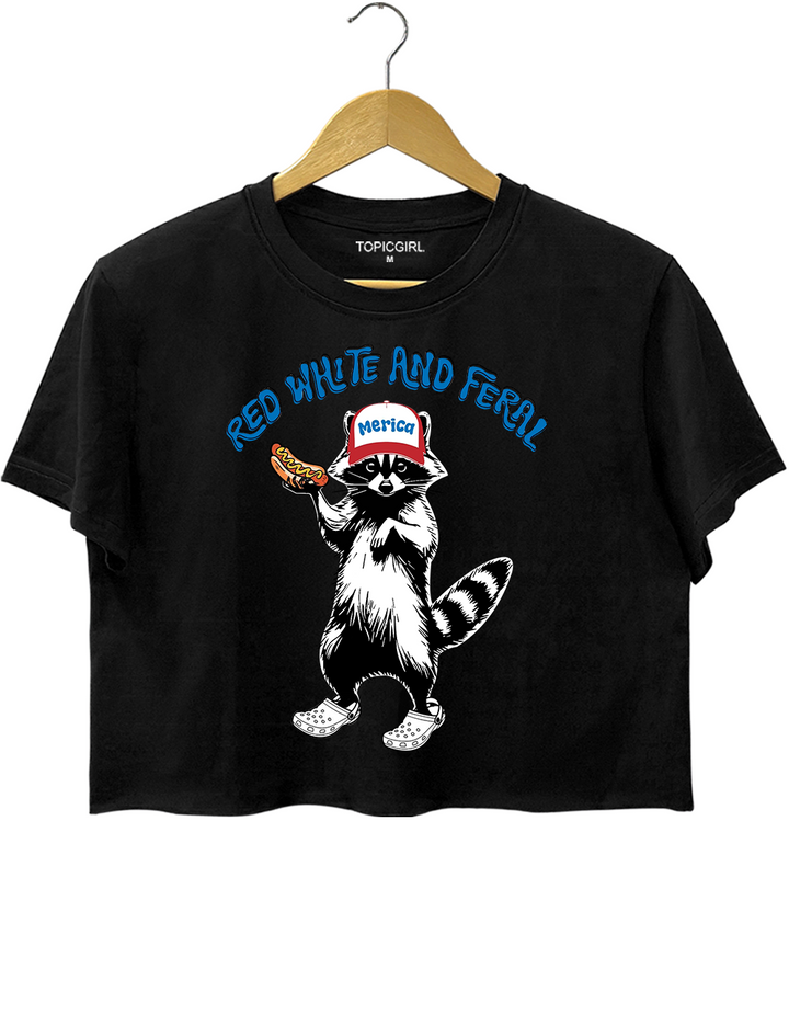 4th of July Red White and Feral Crop Top