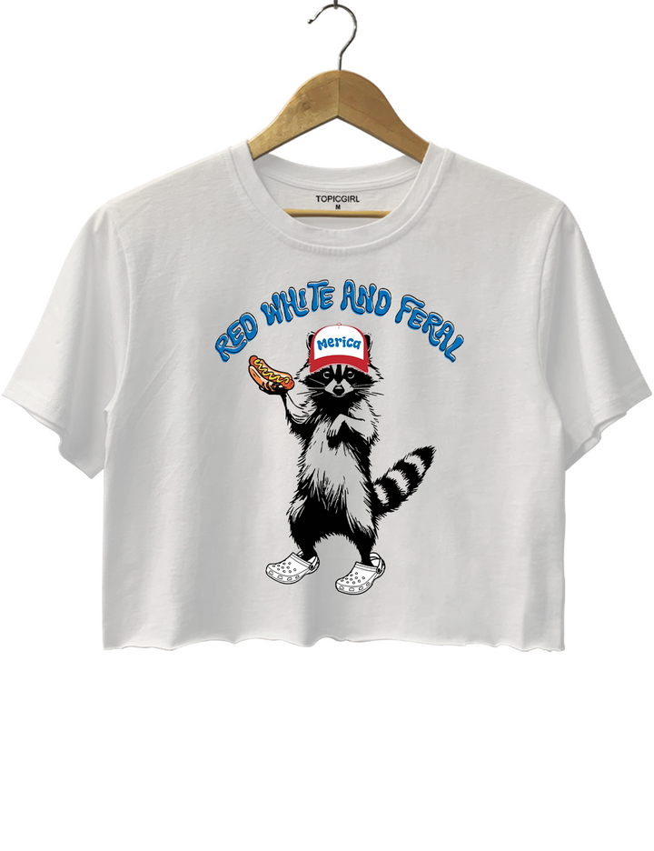 4th of July Red White and Feral Crop Top