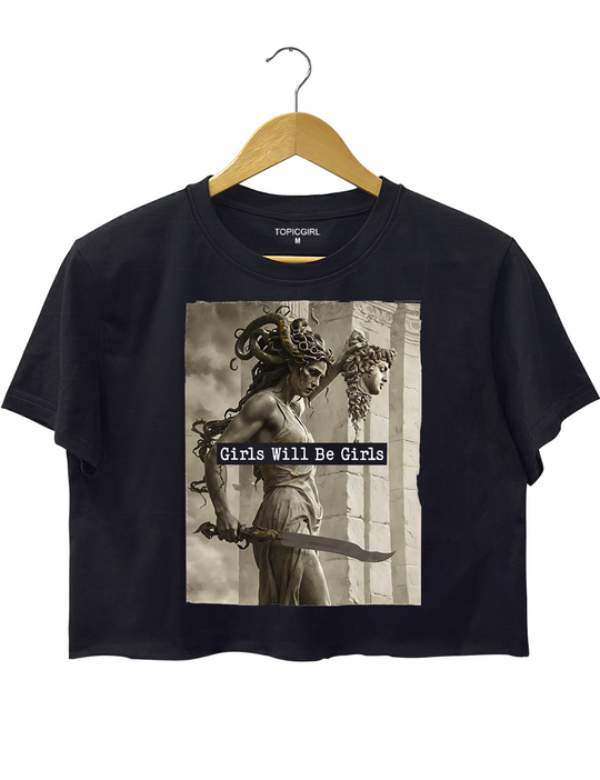 Girls Will Be Girls Medusa With The Head Of Perseus Crop Top – Topicgirl