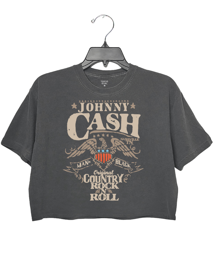 Johnny Cash Qutlaw Music Crop Top
