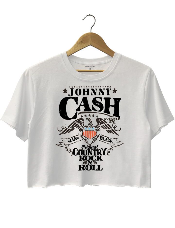 Johnny Cash Qutlaw Music Crop Top