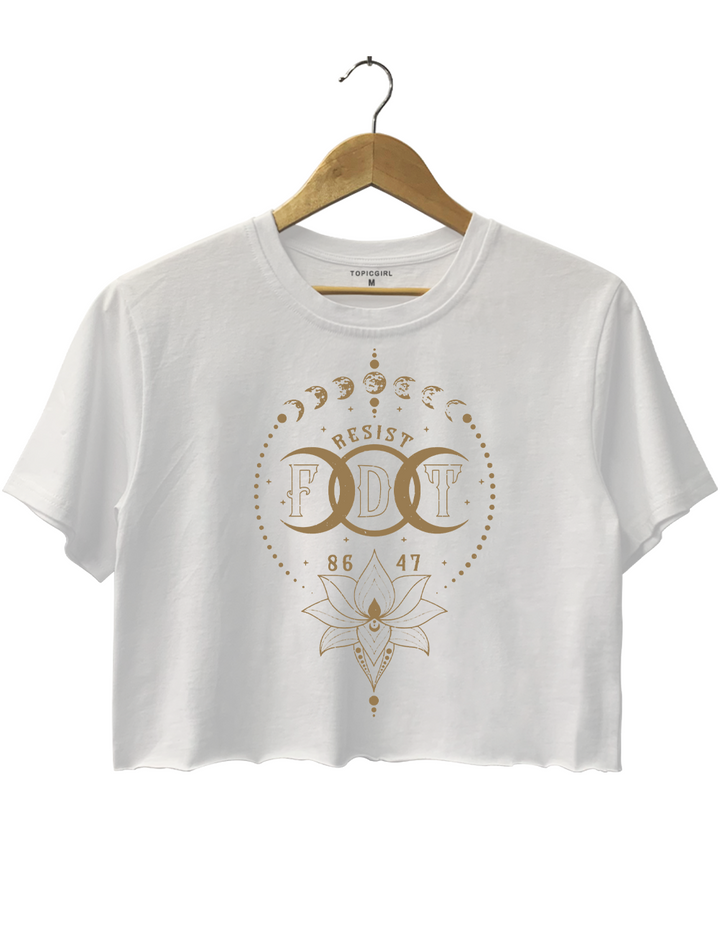 Subtle Anti Fascist FDT Celestial Moon Political Crop Top