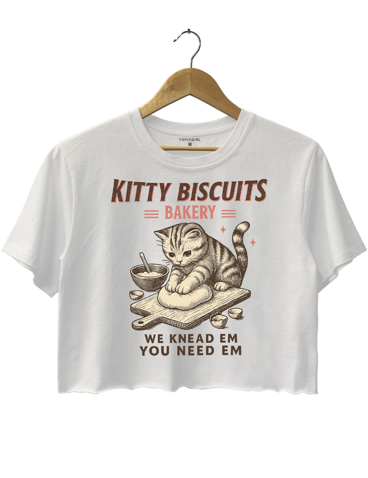 Kitty Biscuits Bakery We Knead Em You Need Em Crop Top