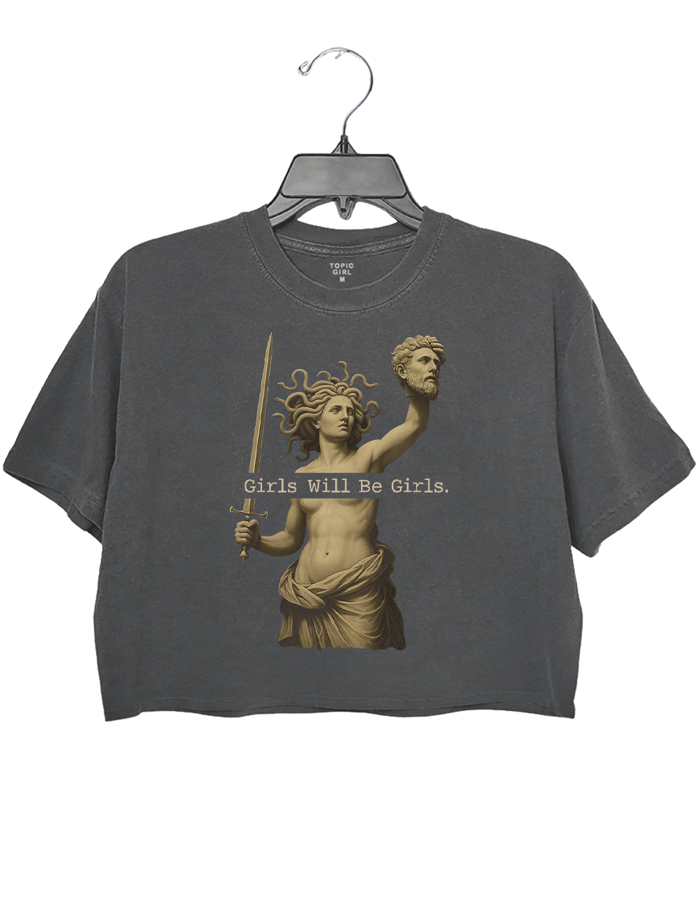 Girls Will Be Girls Vintage Medusa Holding Head Crop Top