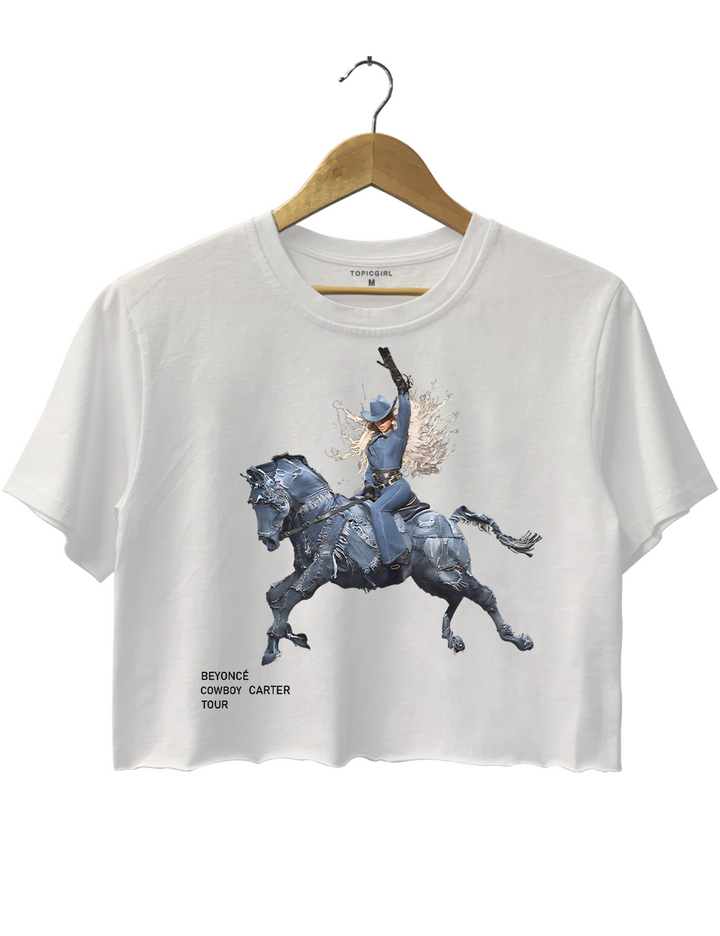 Yoncé Cowboy Denim Carter Tour Crop Top