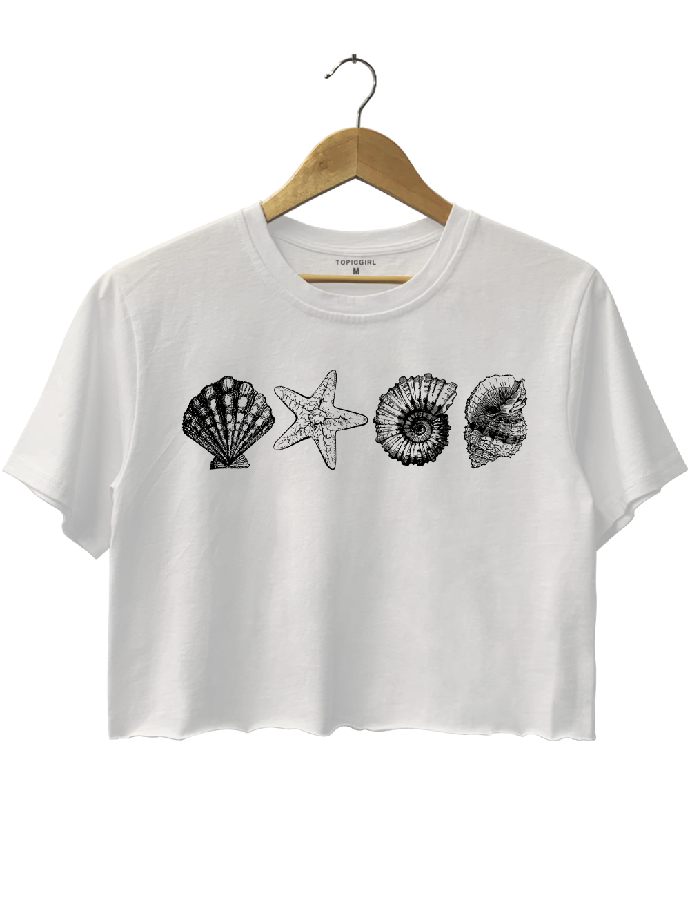 Sea Shells 90s Vintage Style Crop Top