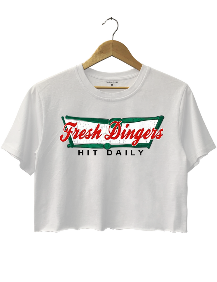 Don'T Bunt Hit Fresh Dingers Funny Baseball Softball Game Crop Top